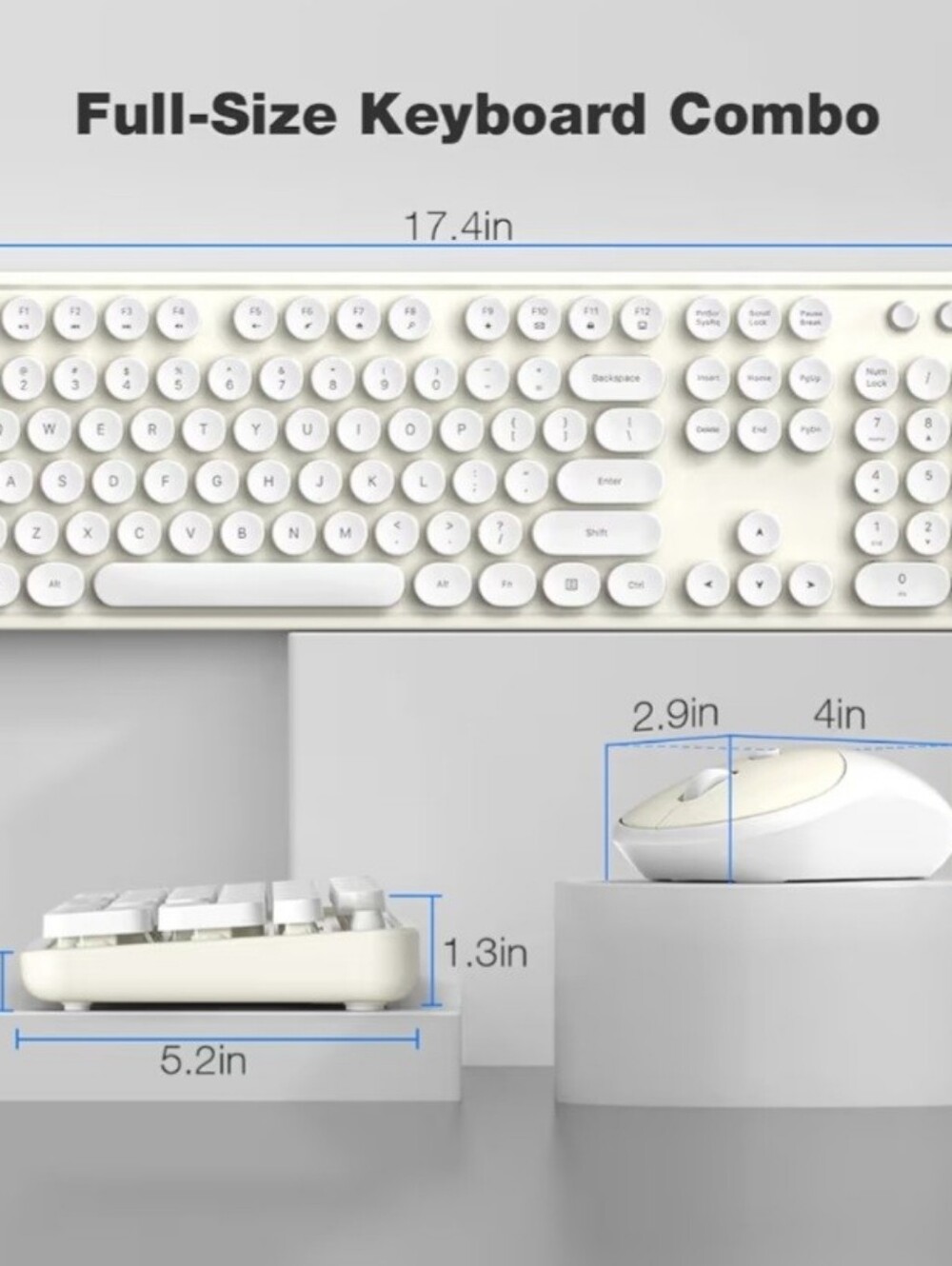 Mofii Sweet Wireless Keyboard and Mouse Combo, Round Key, for PC/Laptop/Mac - Picture 3 of 11